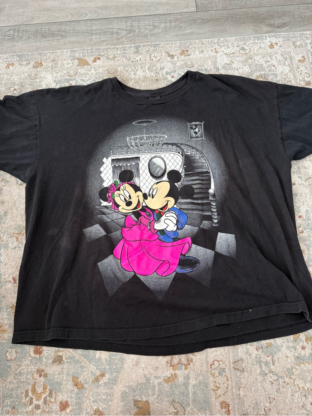 Disney Black Short-Sleeve Tee with Pink & Blue Mickey and Minnie Graphic
